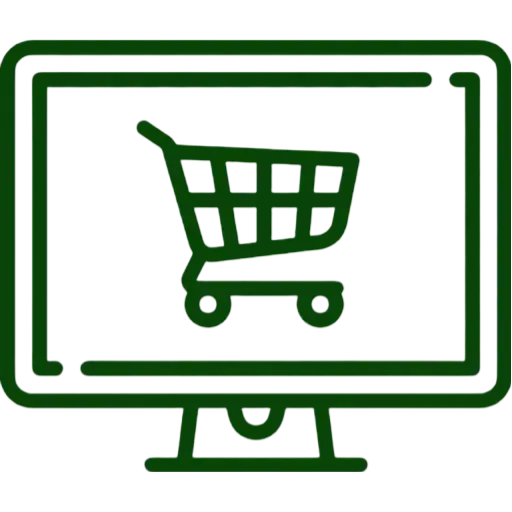 Shopping cart icon on a computer screen, symbolizing online store and secure e-commerce solutions.