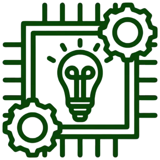 Illustration of innovation in web design, featuring a lightbulb, circuit board, and gears, symbolizing creative and technological advancements.